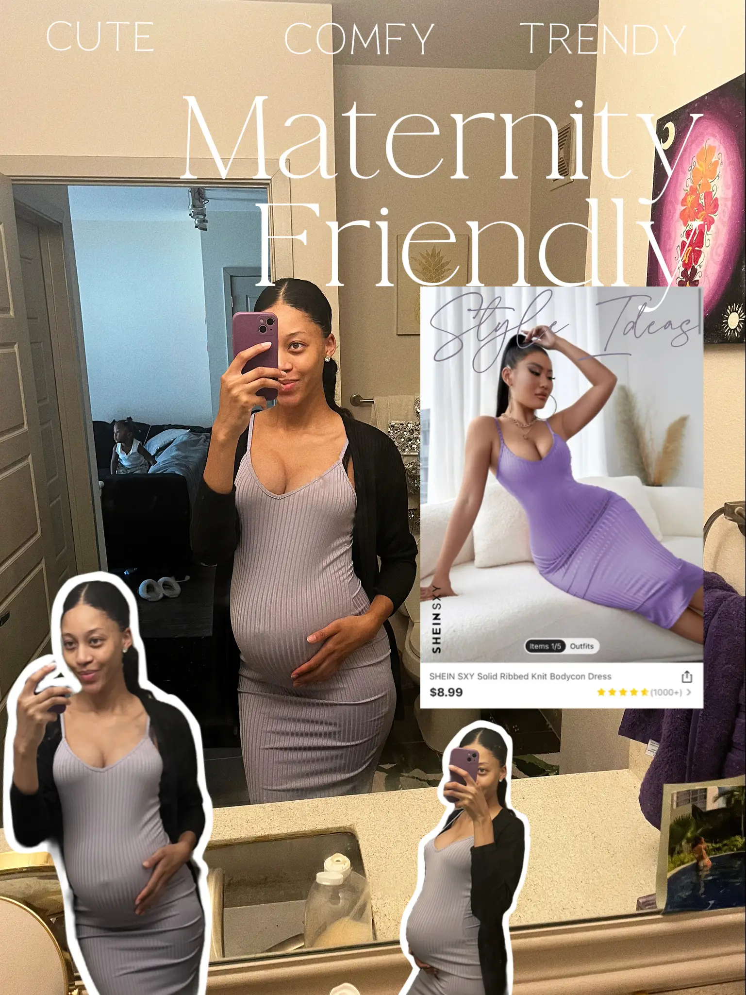 BumpStyle // Denim Vest & Black Tank Maternity/Nursing Dress