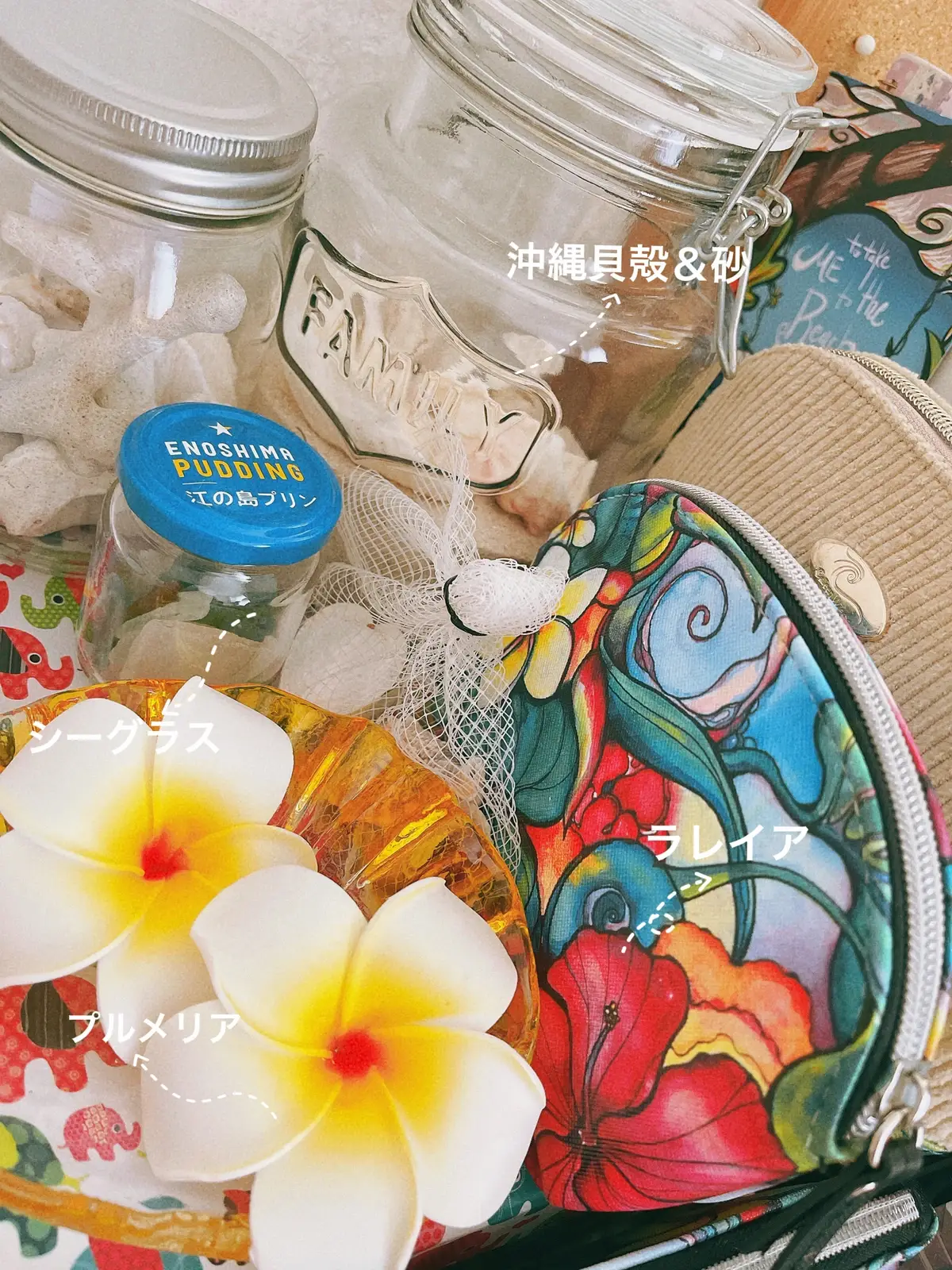 香り付きアクアブルーキャンドル 海 シェル 貝 ジェル プルメリア