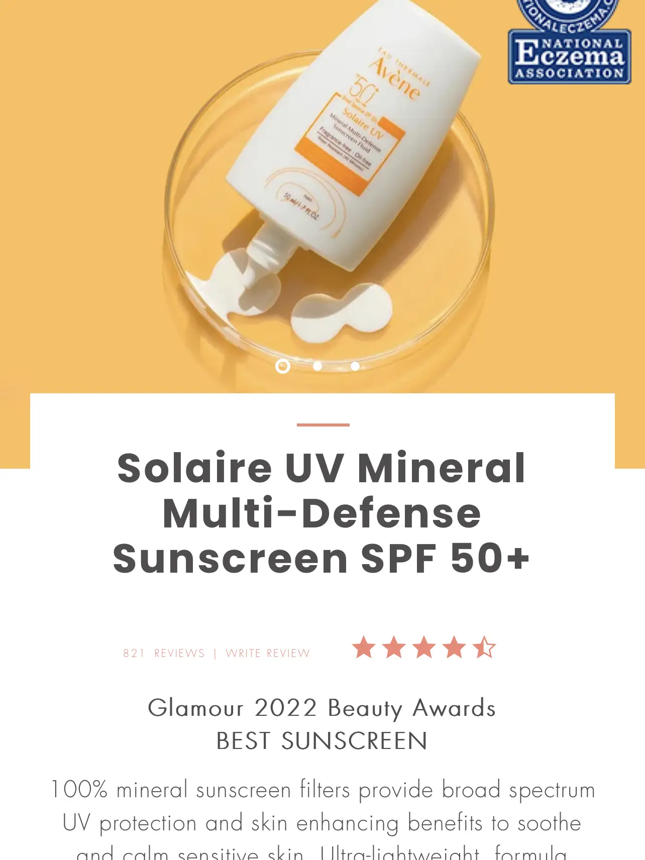 EWG rating for Avene Solaire UV Mineral Multi-Defense Sunscreen Fluid,  Tinted, SPF 50+