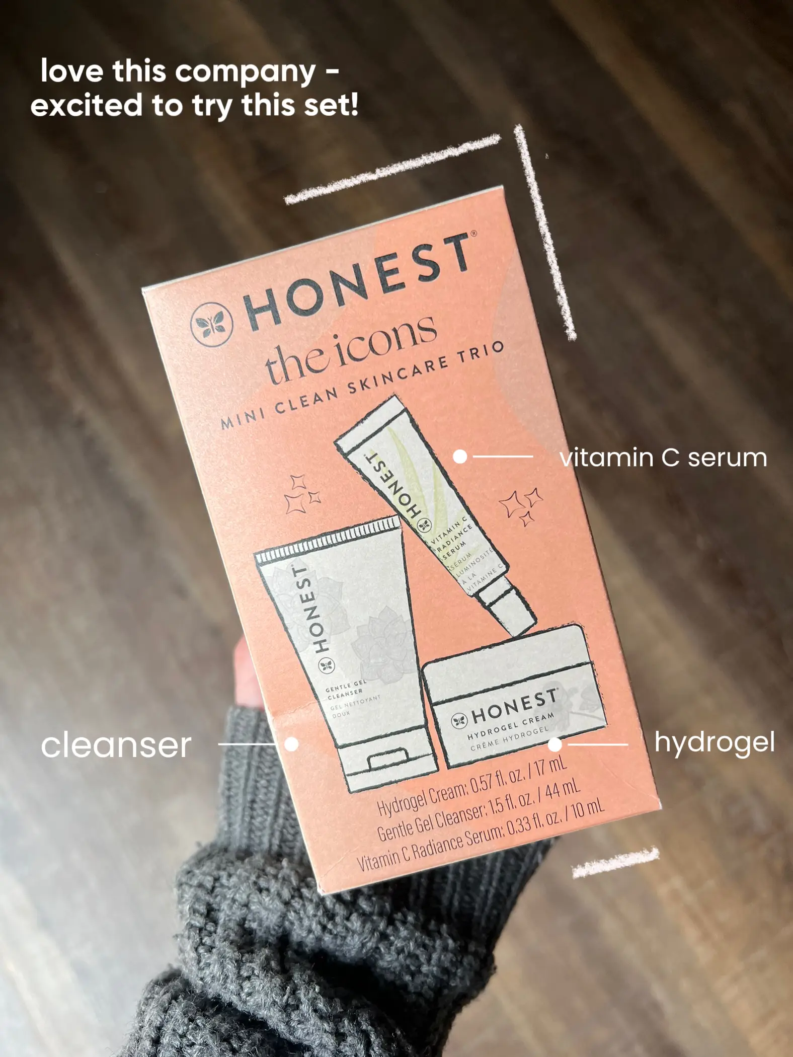 Honest Beauty The Icons Skincare Trio, Mini Hydrogel Cream, Gentle Gel  Cleanser, Vitamin C Radiance Serum
