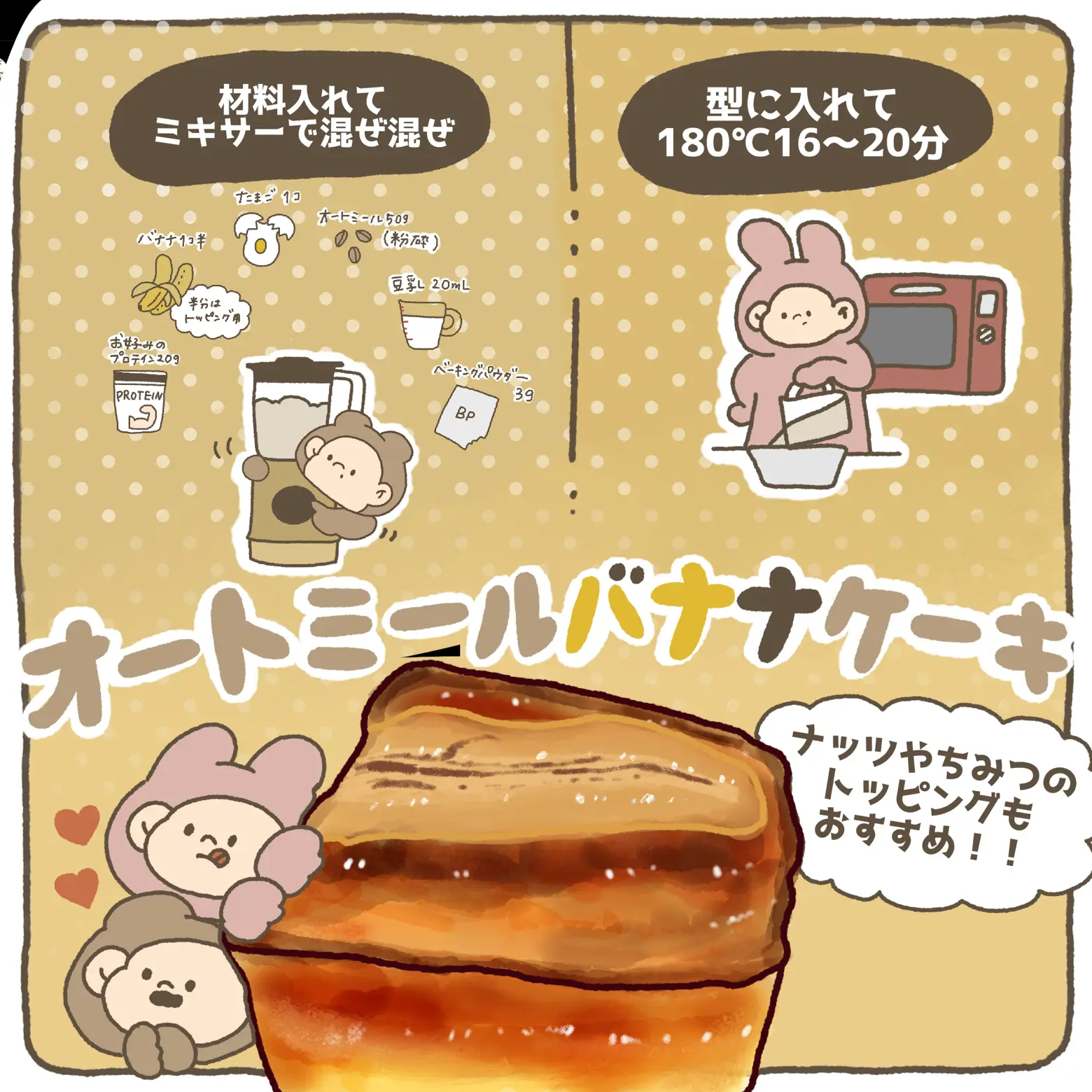 ダイエット中でも🙆🏻‍♀️オートミールバナナケーキ🥣 | まおが投稿したフォトブック | Lemon8