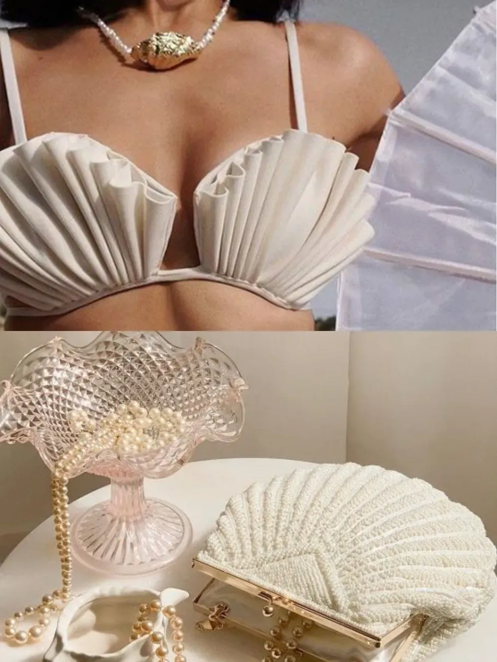 Mermaidcore Outfits  Mermaid Shell Minimalist Bra Top Swimsuit – TGC  FASHION