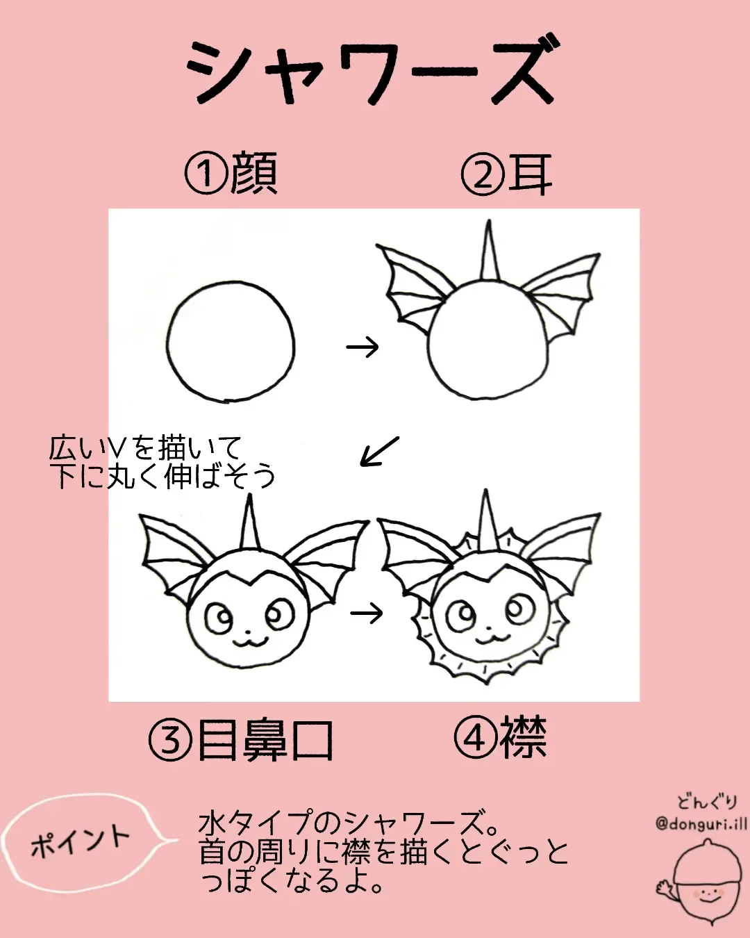 何に進化する？/めっちゃ簡単ポケモン描き方 | イラスト描き方࿉どんぐりが投稿したフォトブック | Lemon8