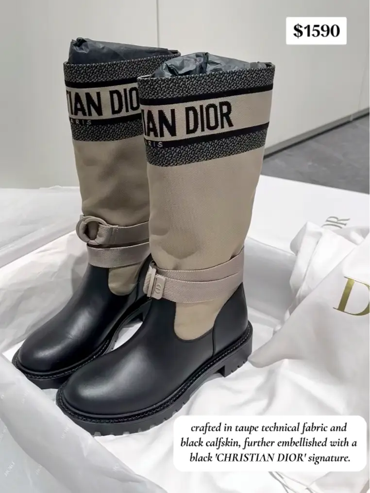 D-Major Boot Taupe and Black Technical Fabric and Black Calfskin