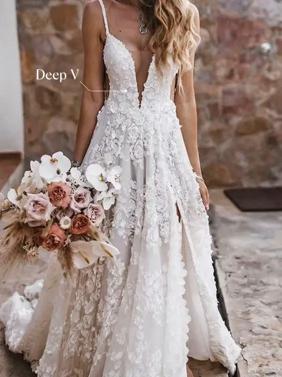 Stunning Cold Shoulder Pearl String V-Neck Mermaid Wedding Dress -  Ever-Pretty US
