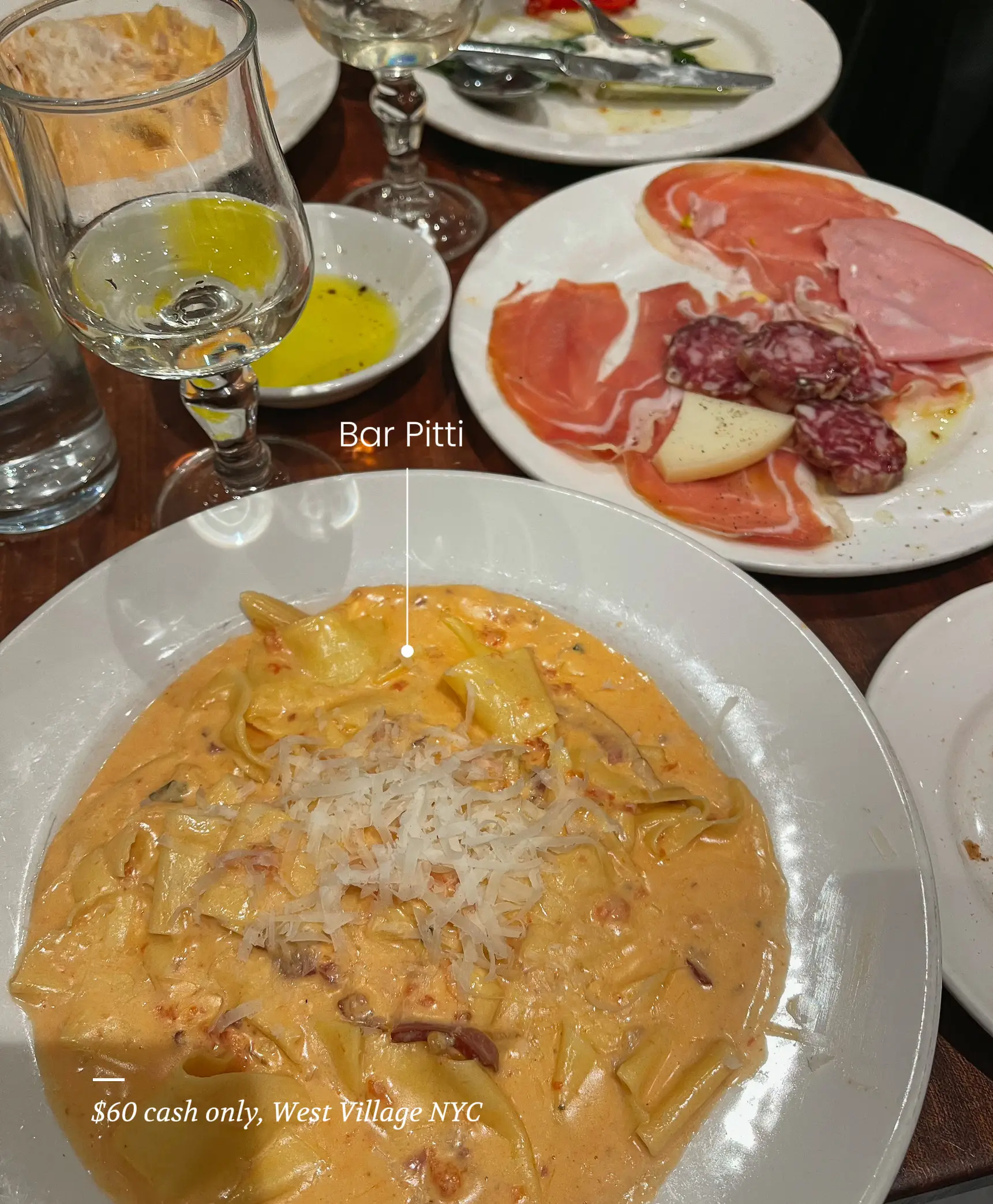  A plate of food with the words "Bar Pitti" on it.