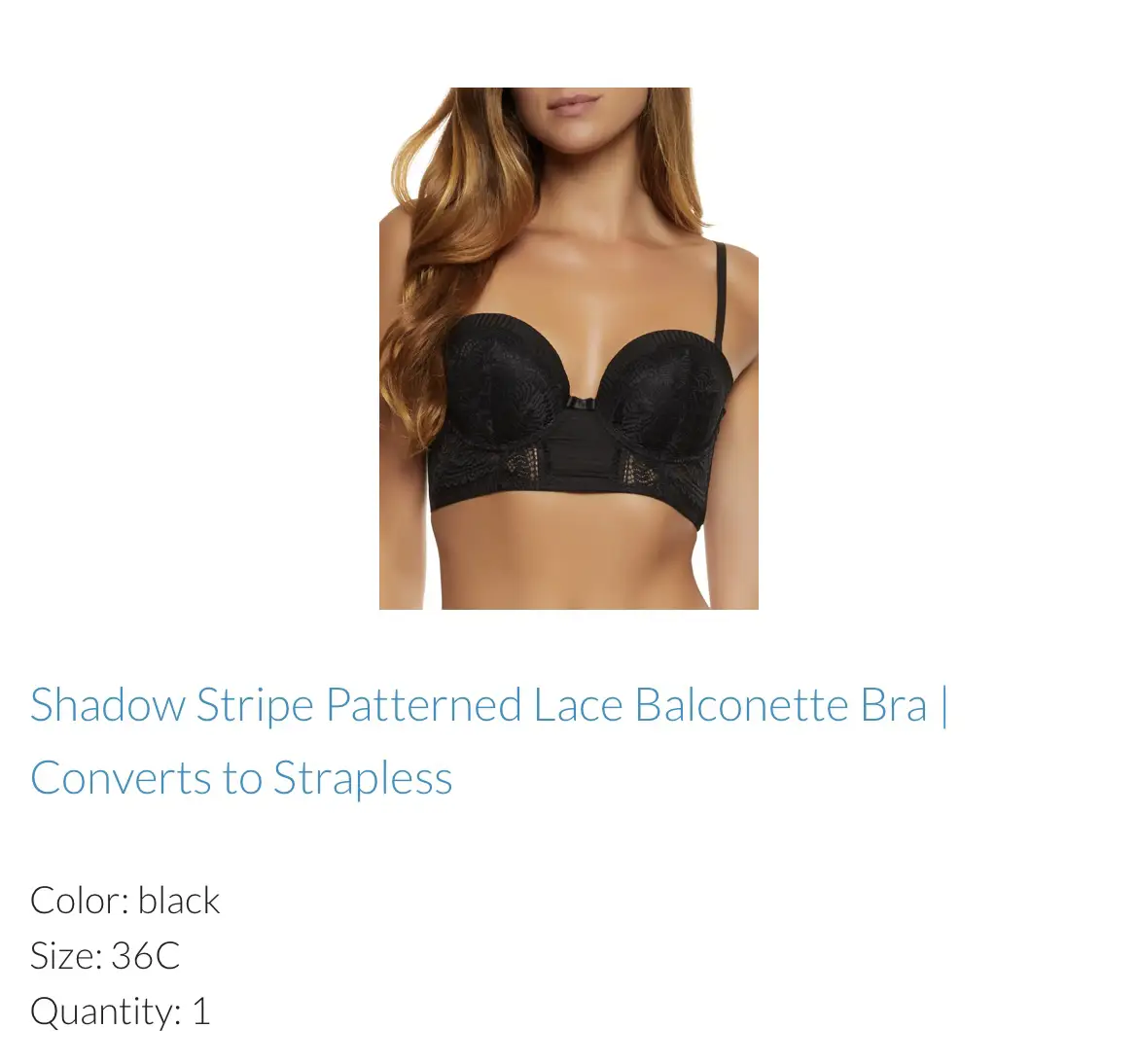 Marlene Black 1/4 Cup bra with Lace Curve