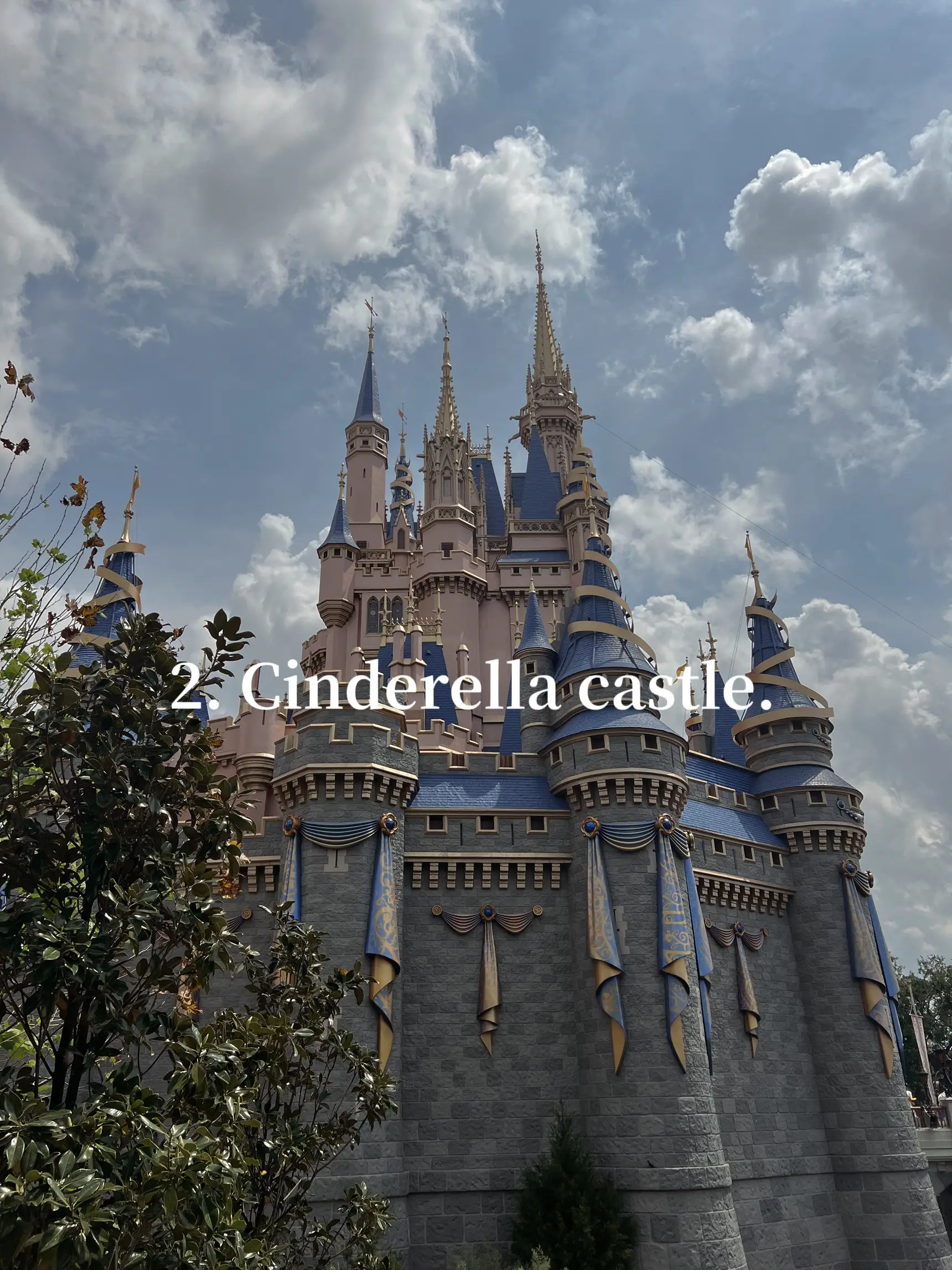  The image of a castle is labeled with the words "Cinderella castle".
