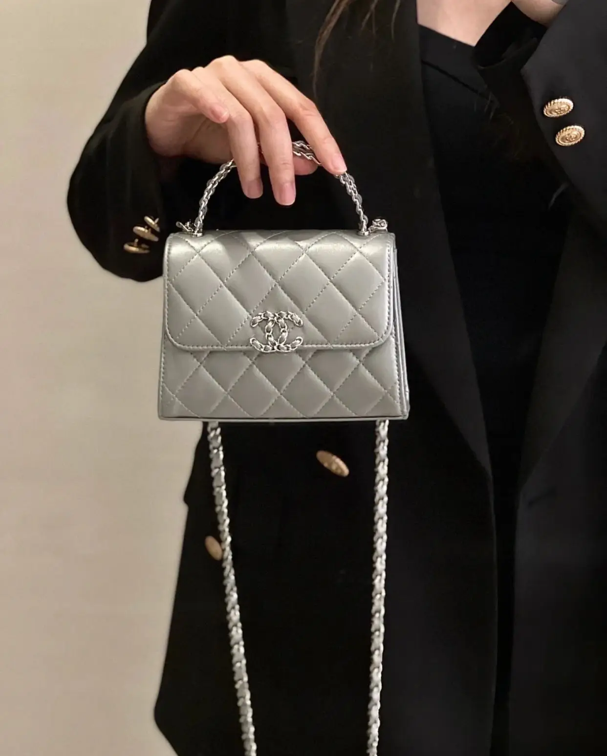 Chanel 23P Silver Hollowed out handle Little kelly, Gallery posted by  Luxury bag