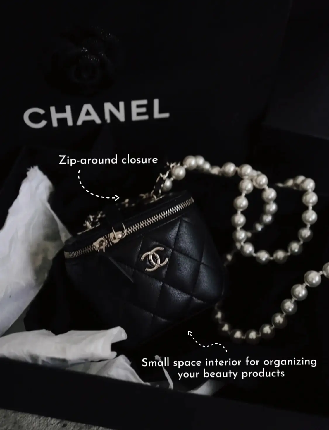 Chanel Chain and Charm Vanity Case White New