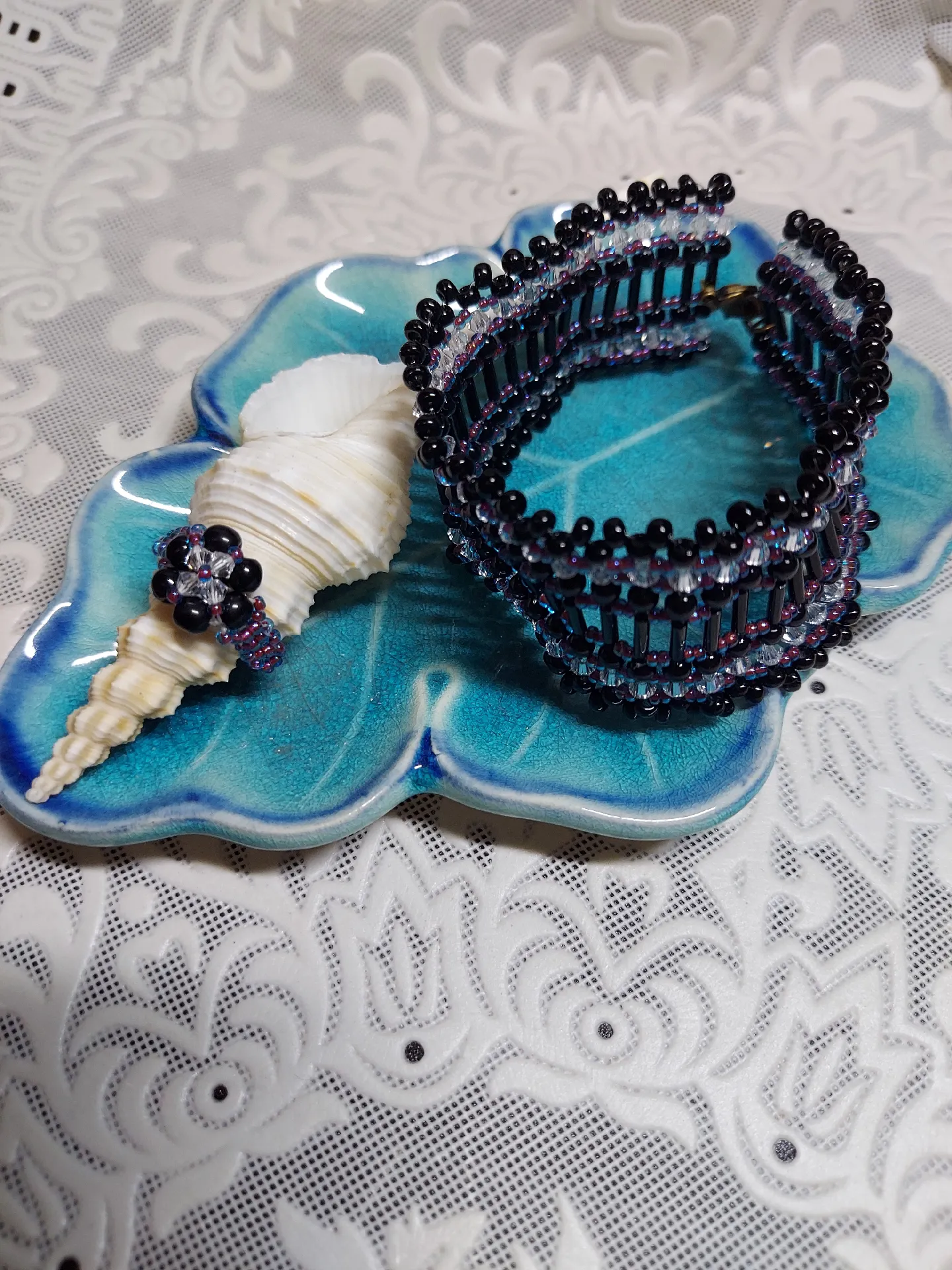 Pandora ビーズブレスレット 緑 PANDORA 緑花模様 ビーズブレスレット