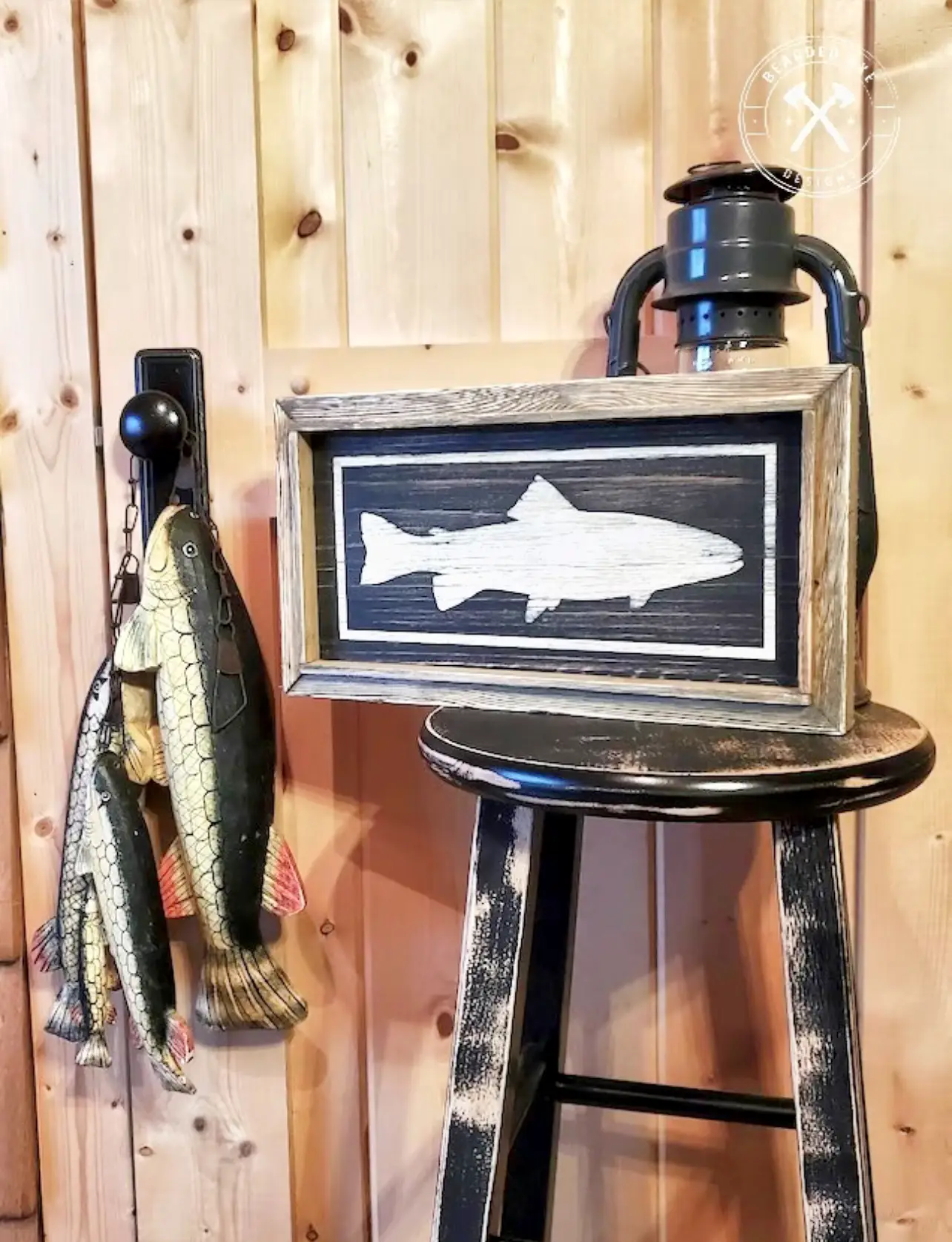 HOBBY LOBBY WALL Cabin Decor. Fishing Pole With 3 Fish Picture