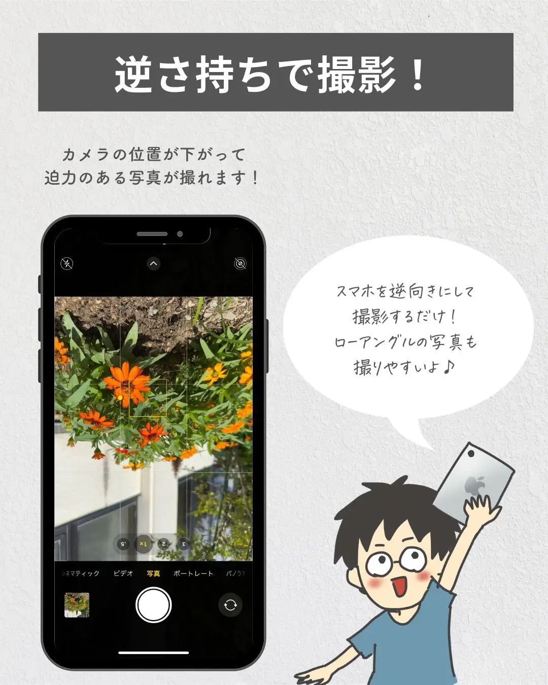 iphone カメラ オファー 逆