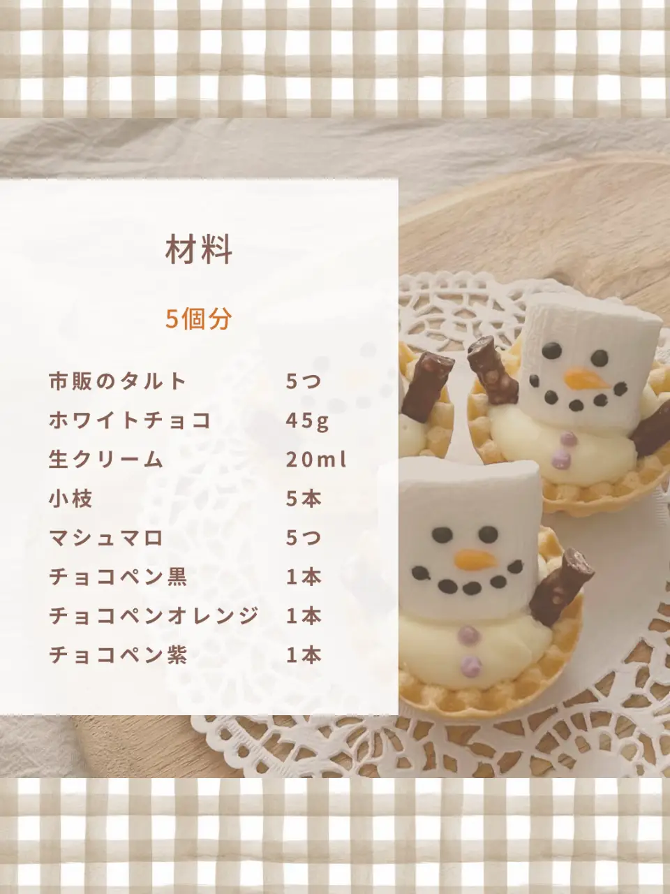 Recipe︎✿【簡単】雪だるまの生チョコタルト 