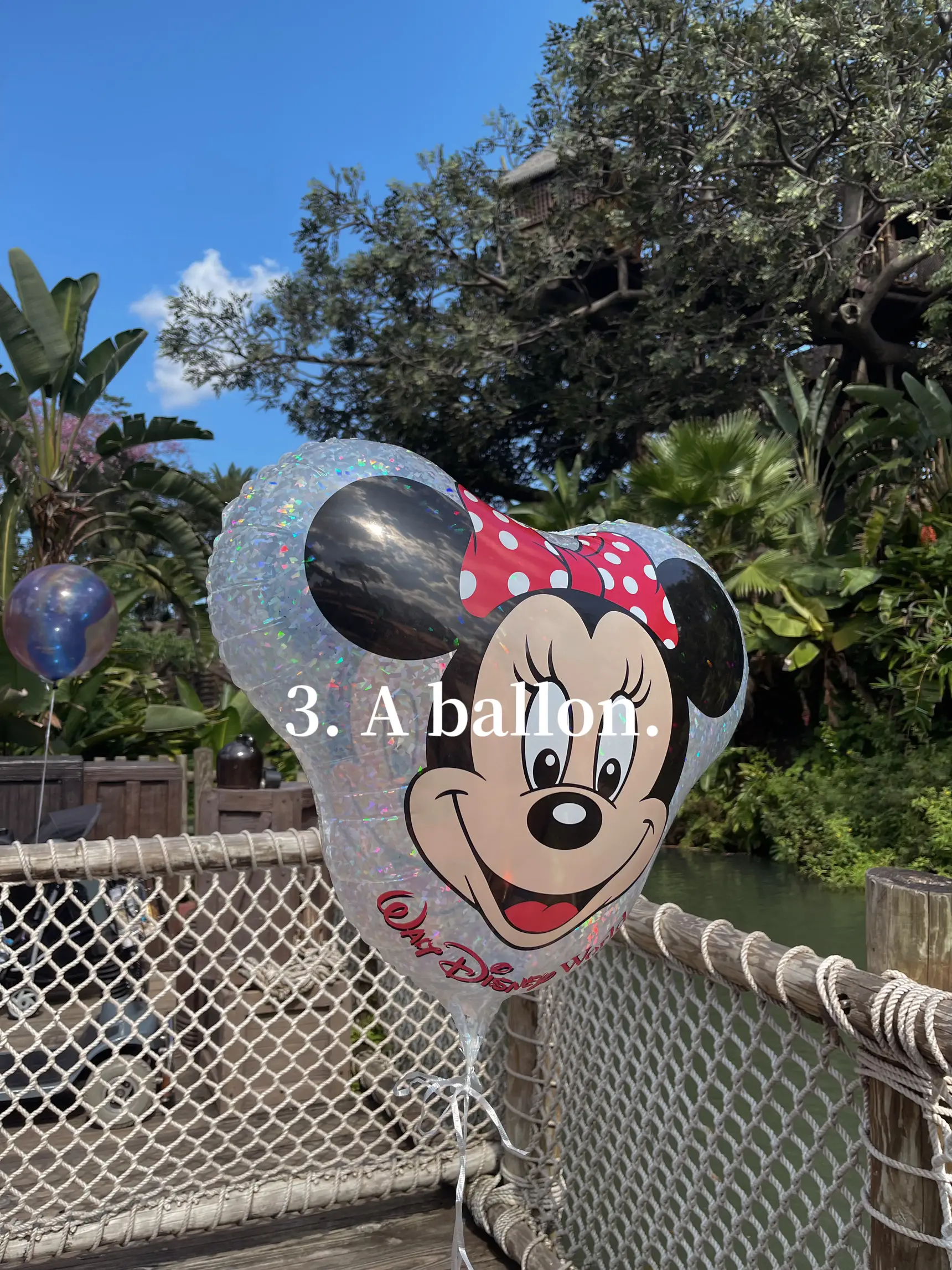  A balloon with a Minnie Mouse design on it.