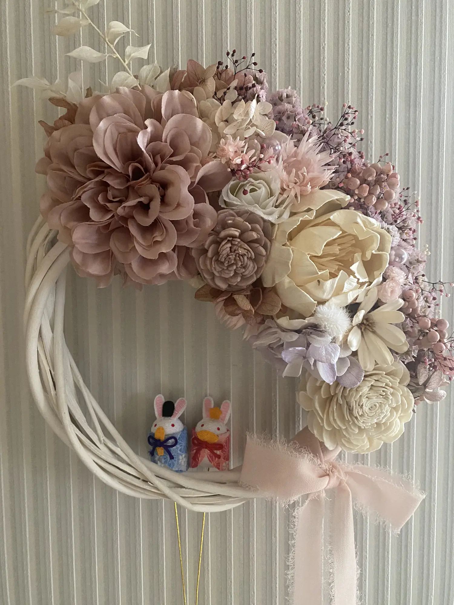 193.ピオニー&ローズスワッグクリスマスリースフラワーリース