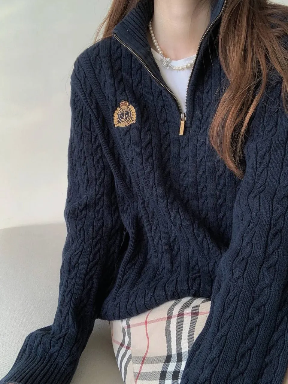 POLO RALPH LAUREN Women's Full Zip Cable Knit Crest Sweater Summer 2021  (X-Small, Navy), Navy, X-Small : : Clothing, Shoes & Accessories