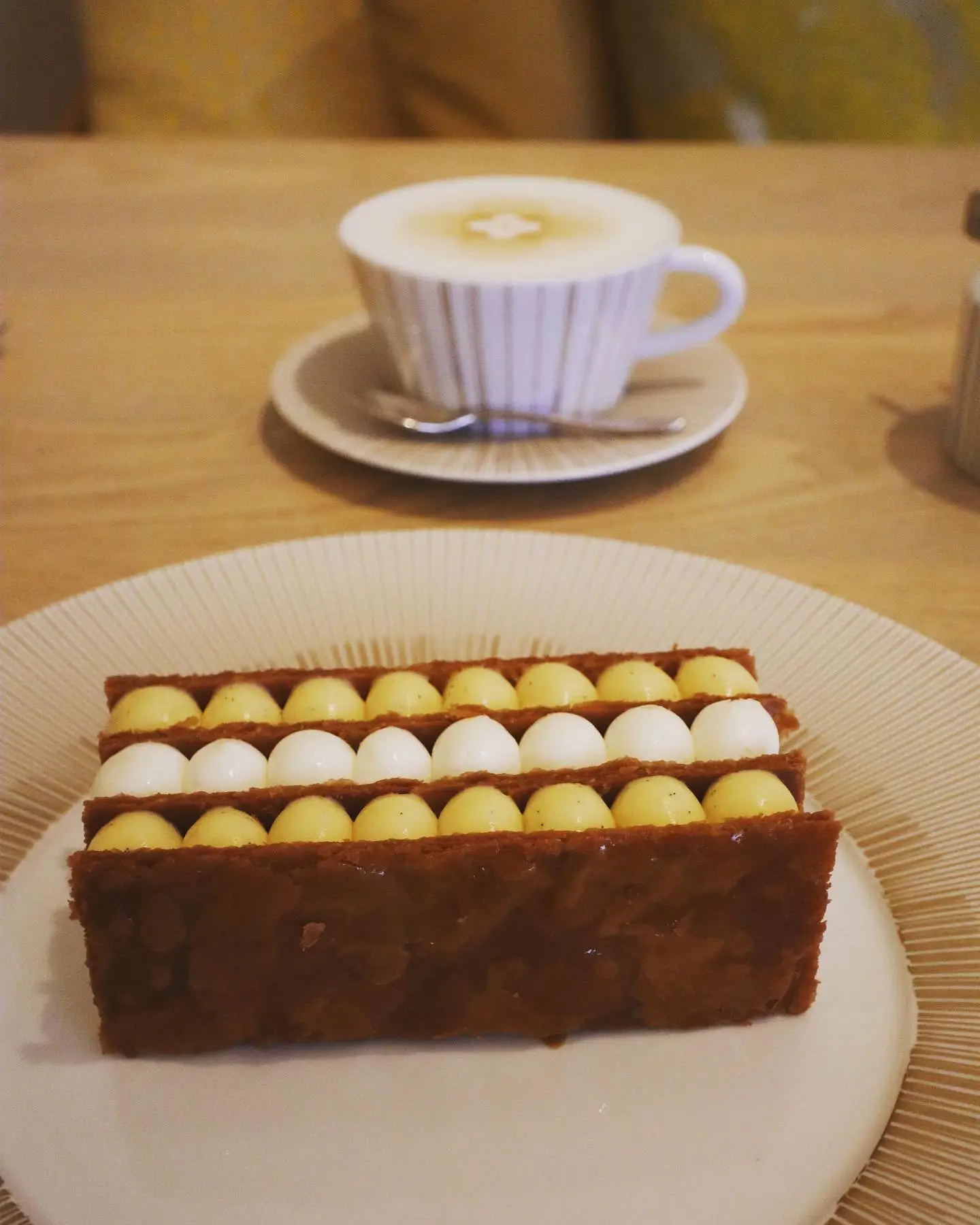 Mille-feuille and caffelatte at Le Café V (Louis Vuitton) in Osaka