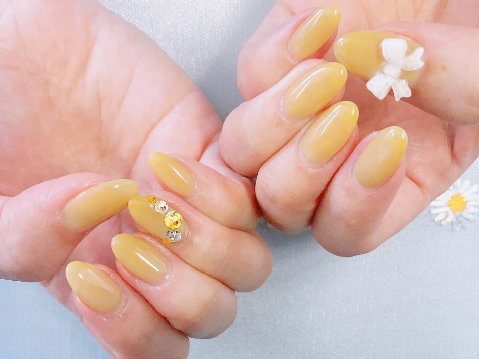 オーダーネイルチップ♡イエローフレンチガーリー黄色推しメンカラ