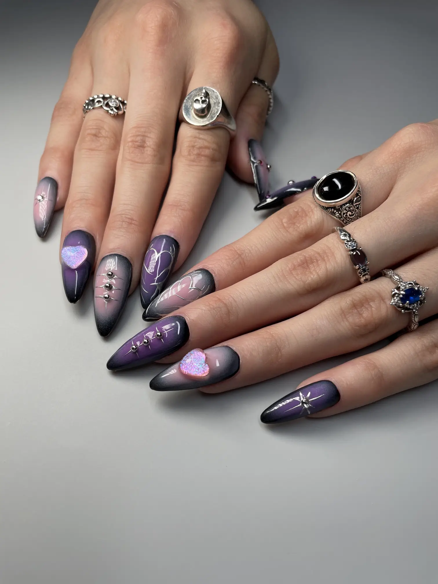Edgy Airbrush Nails 💜🖤, Gallery posted by amnailhaus