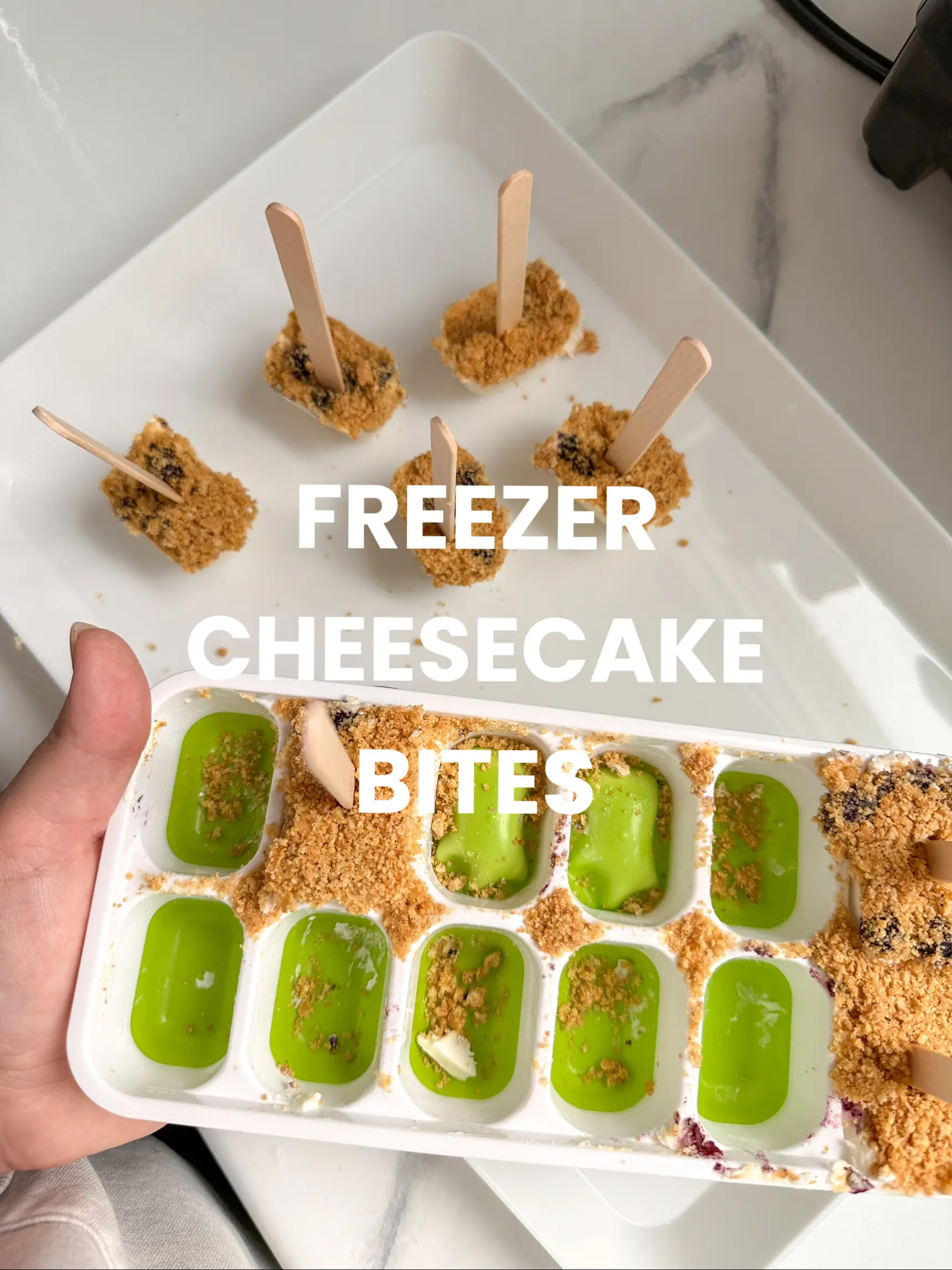 Frozen Cheesecake Bites - Ice Cube Tray!