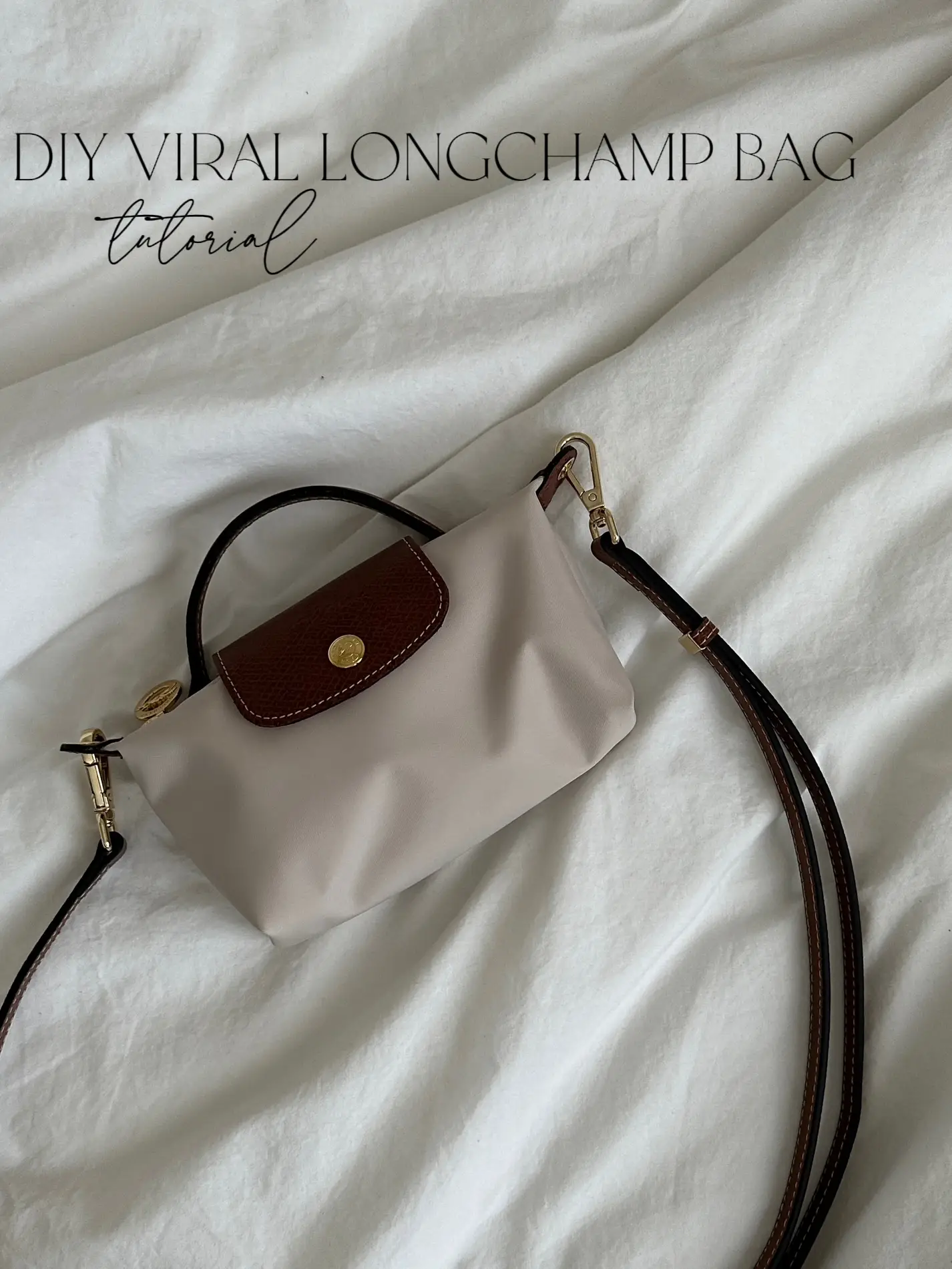 Leather Crossbody Conversion Kit for Le Pliage Pouch with Handle - No Hole Punch Needed - Crossbody Strap + 2 Leather Clip Pliage Bag Pouch