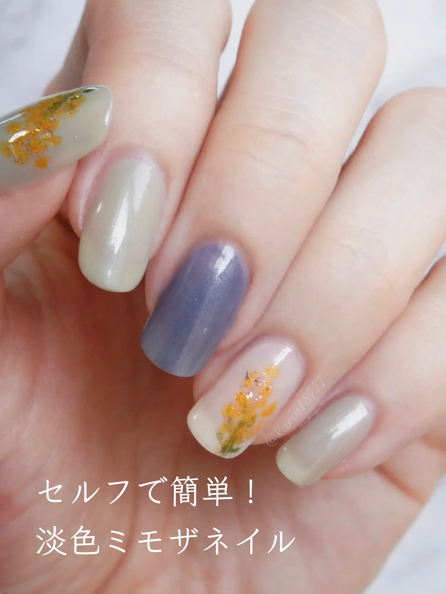 ズボラ/アート苦手でも簡単！春っぽミモザネイル💅🌸 | 花鈴が投稿した