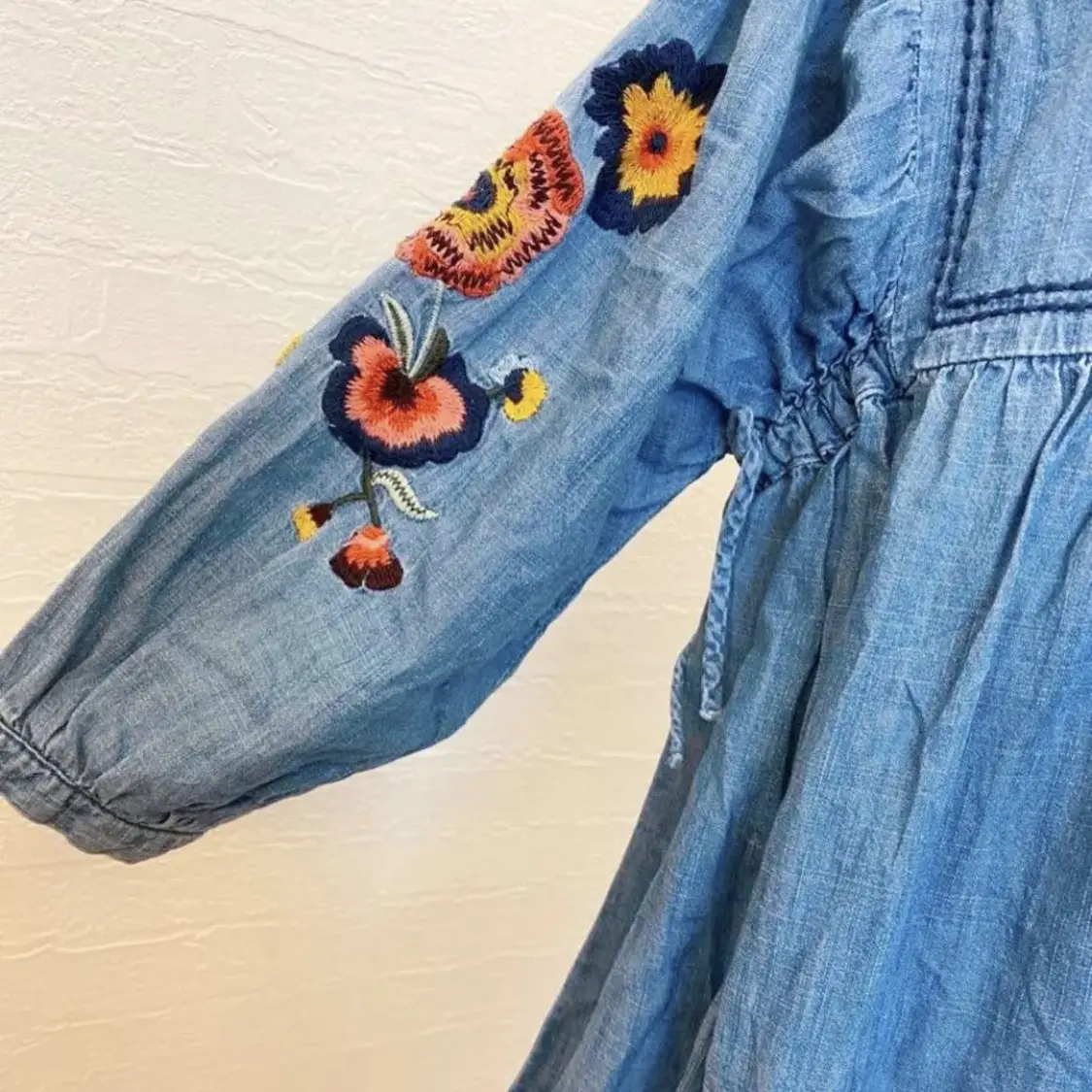 Embroidered denim dress on sale zara