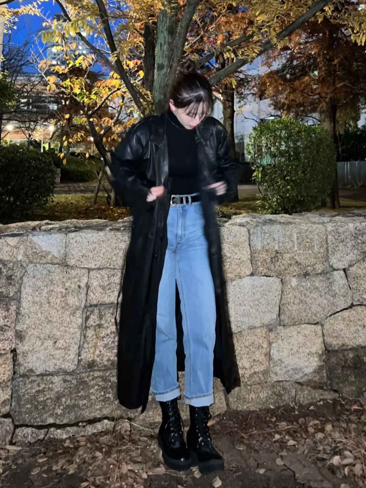 羊革トレンチロングコートボタンなし