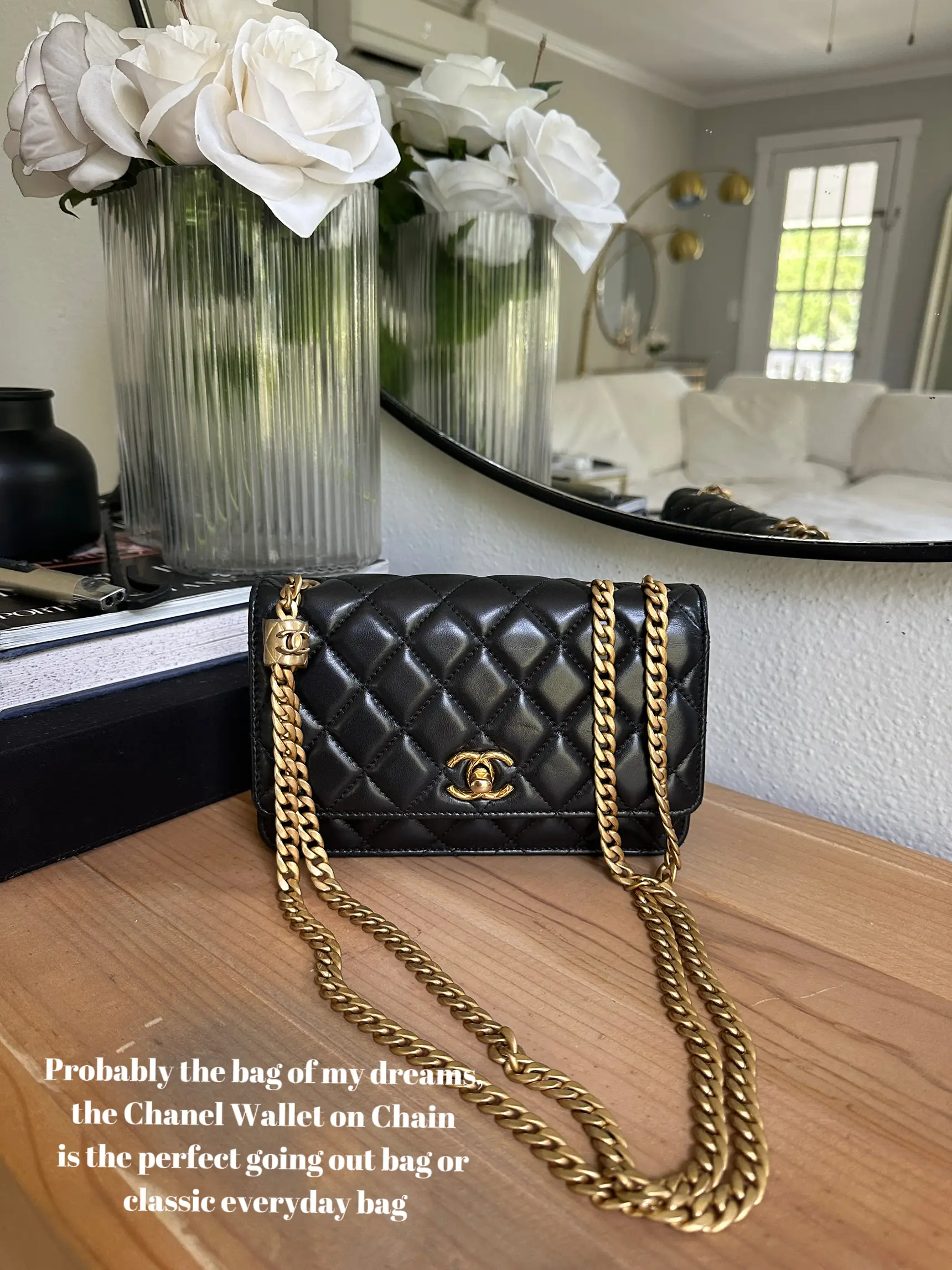 CHANEL, Bags, Chanel Woc Black With Pink Interior