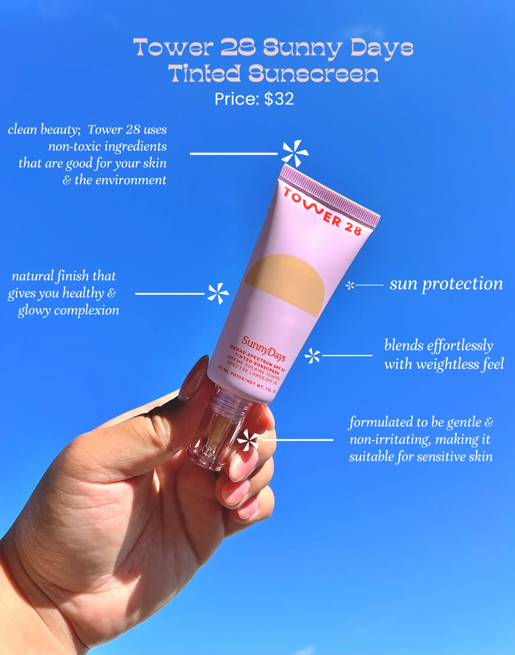 SunnyDays SPF 30 Tinted Sunscreen Foundation - Tower 28 Beauty