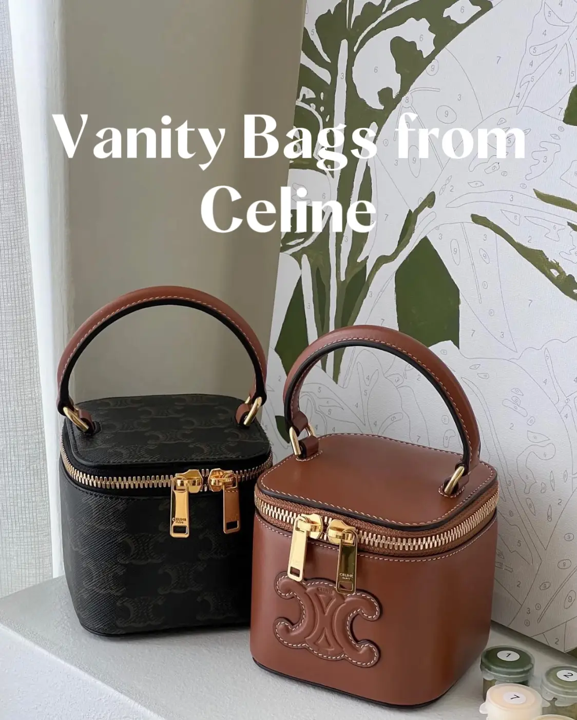 Celine - Mini Vanity Case in Triomphe Canvas and Calfskin Leather - Brown - for Women