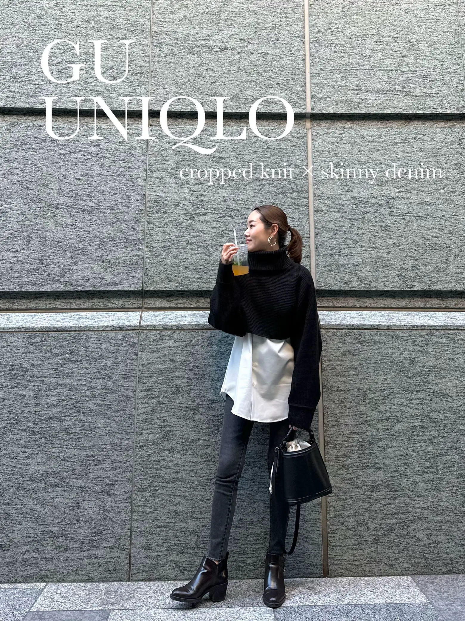 GU × UNIQLO 】クロップド丈ニットコーデ | YumiCa /152cmが投稿
