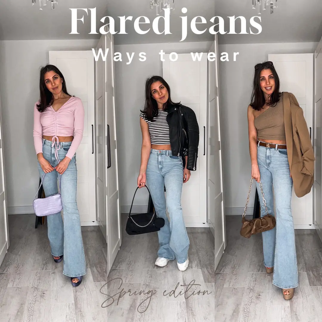Trendy flared jeans for aesthetic and good for school outfits ✨ #fyp #