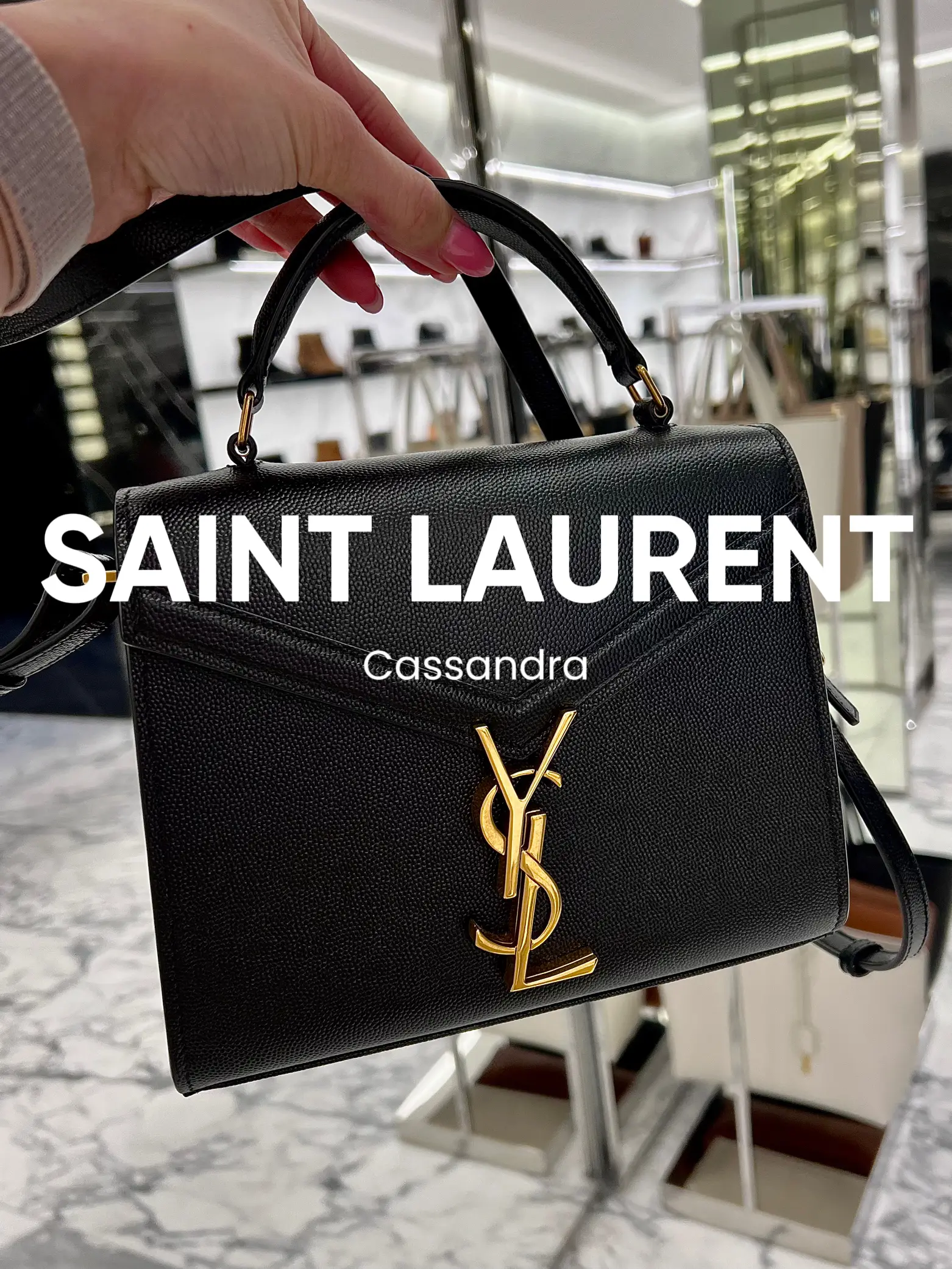 Cassandra Mini Leather Shoulder Bag in Black - Saint Laurent