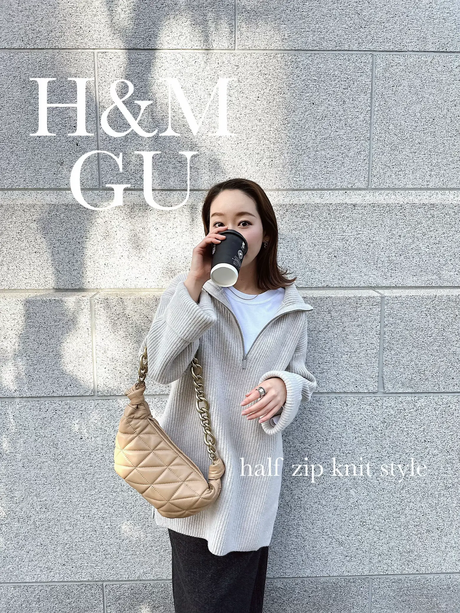 H&M × GU 】ハーフジップニットコーデ | YumiCa /152cmが投稿した