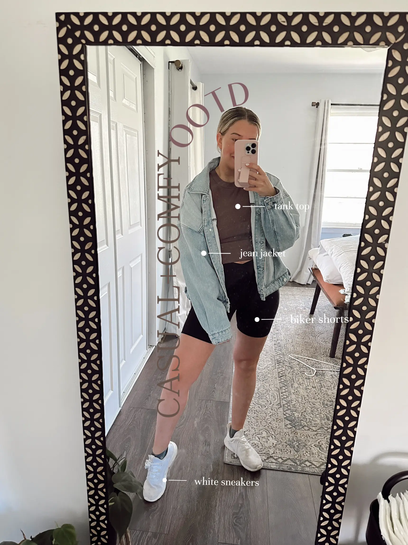 Biker shorts on sale and jean jacket