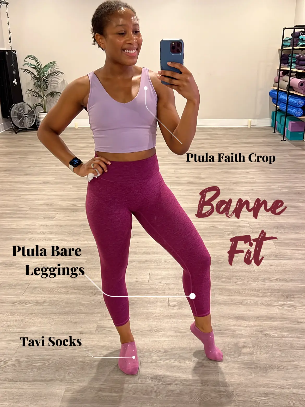 TAVI NOIR Kai Fashion Crew Grip Socks for Barre, Pilates, and Yoga