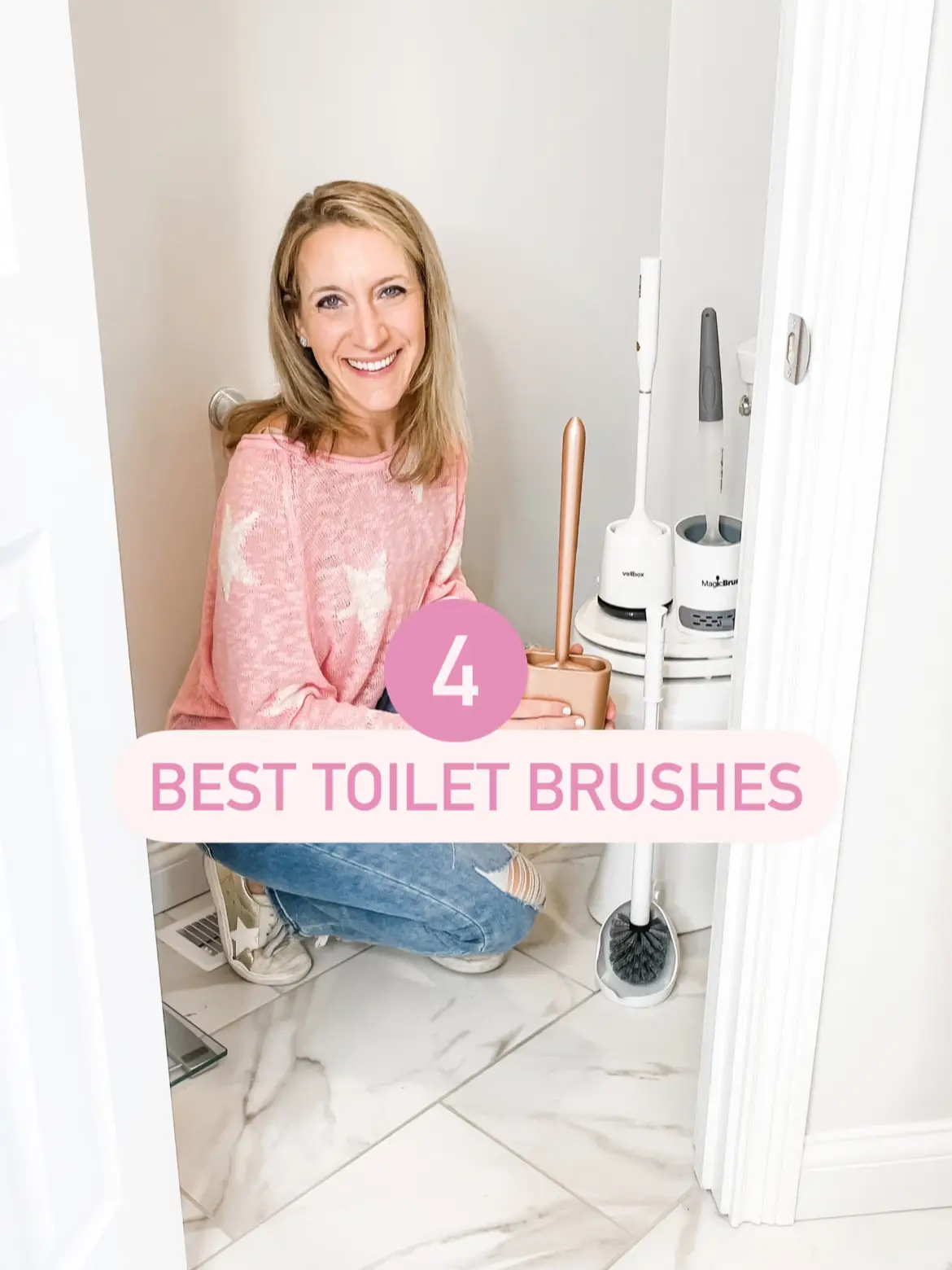 Upgrade Your Bathroom Cleaning Routine with the Camellia Toilet Brush Set -  Antibacterial Cleaning Brush from the Attes Series