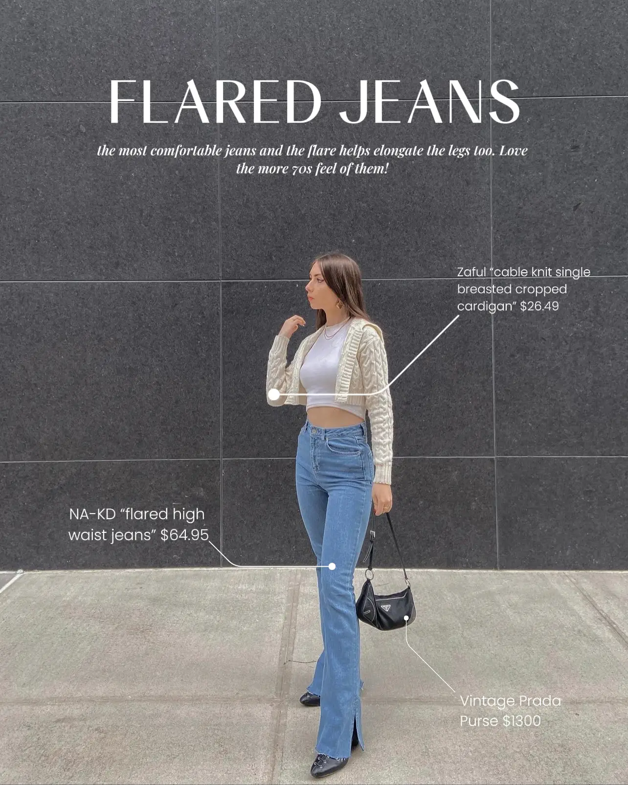 Indigo denim on denim + 70s flare  Wide leg jeans outfit, Fashion