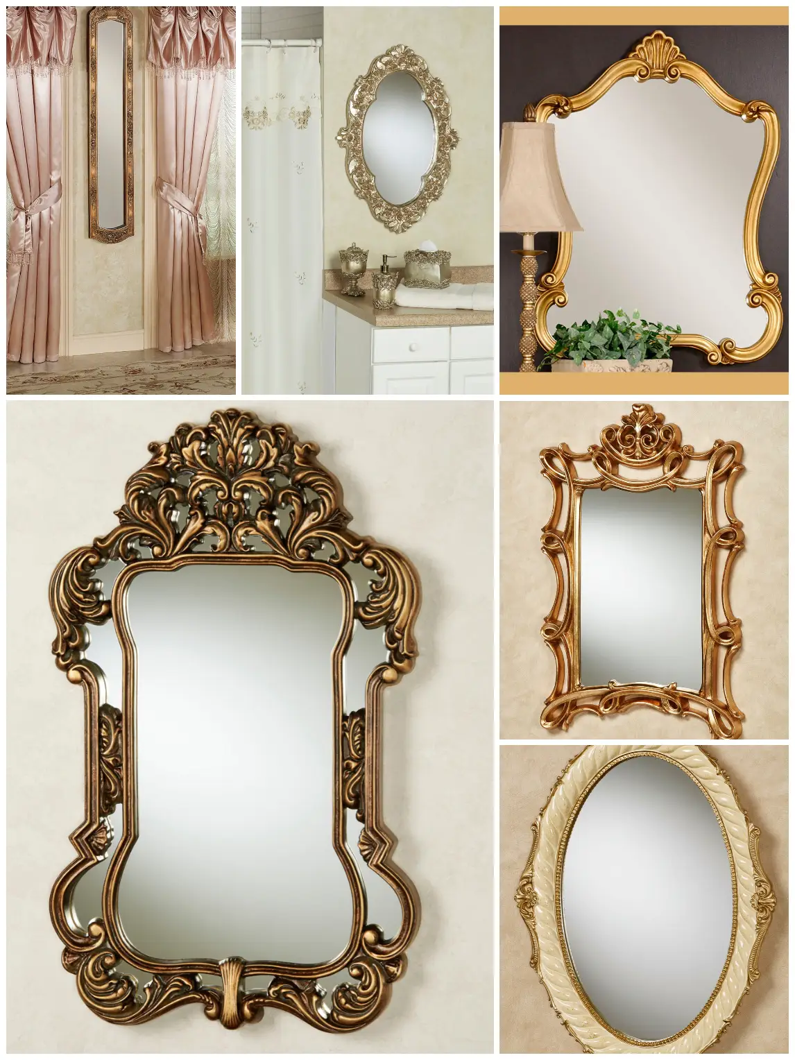  Hickory Manor Oval Mirror with Bow, Antique Gold