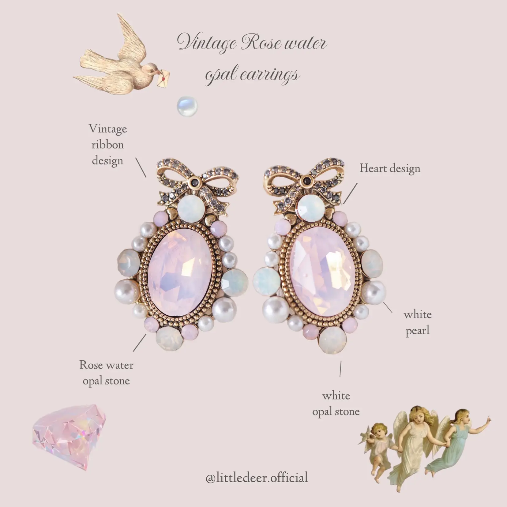 新作☁️ vintage pink opal stone | Little deerが投稿したフォト