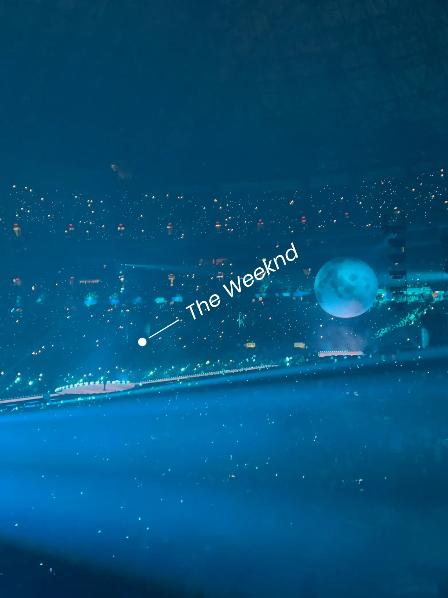  A concert with a large audience. The weeknd is playing at the event.