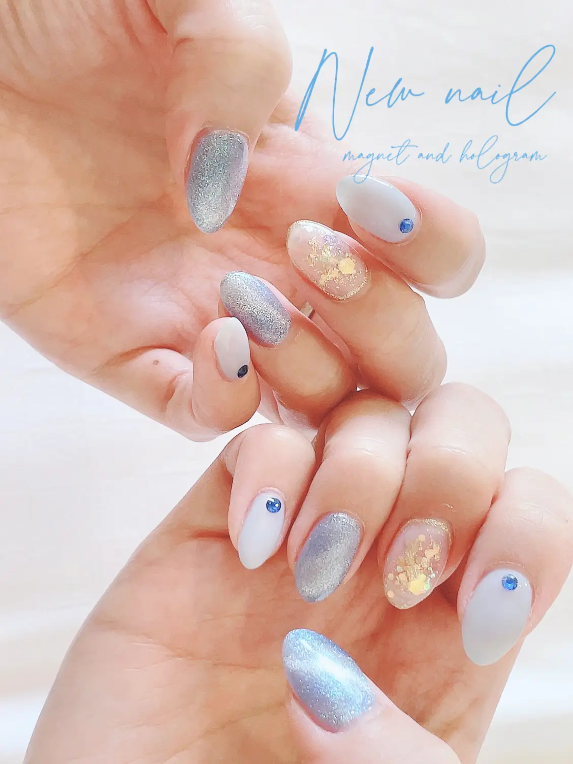 New Nail💅💎✨春の空みたいな淡いマグネットネイルがポイントの爽やか