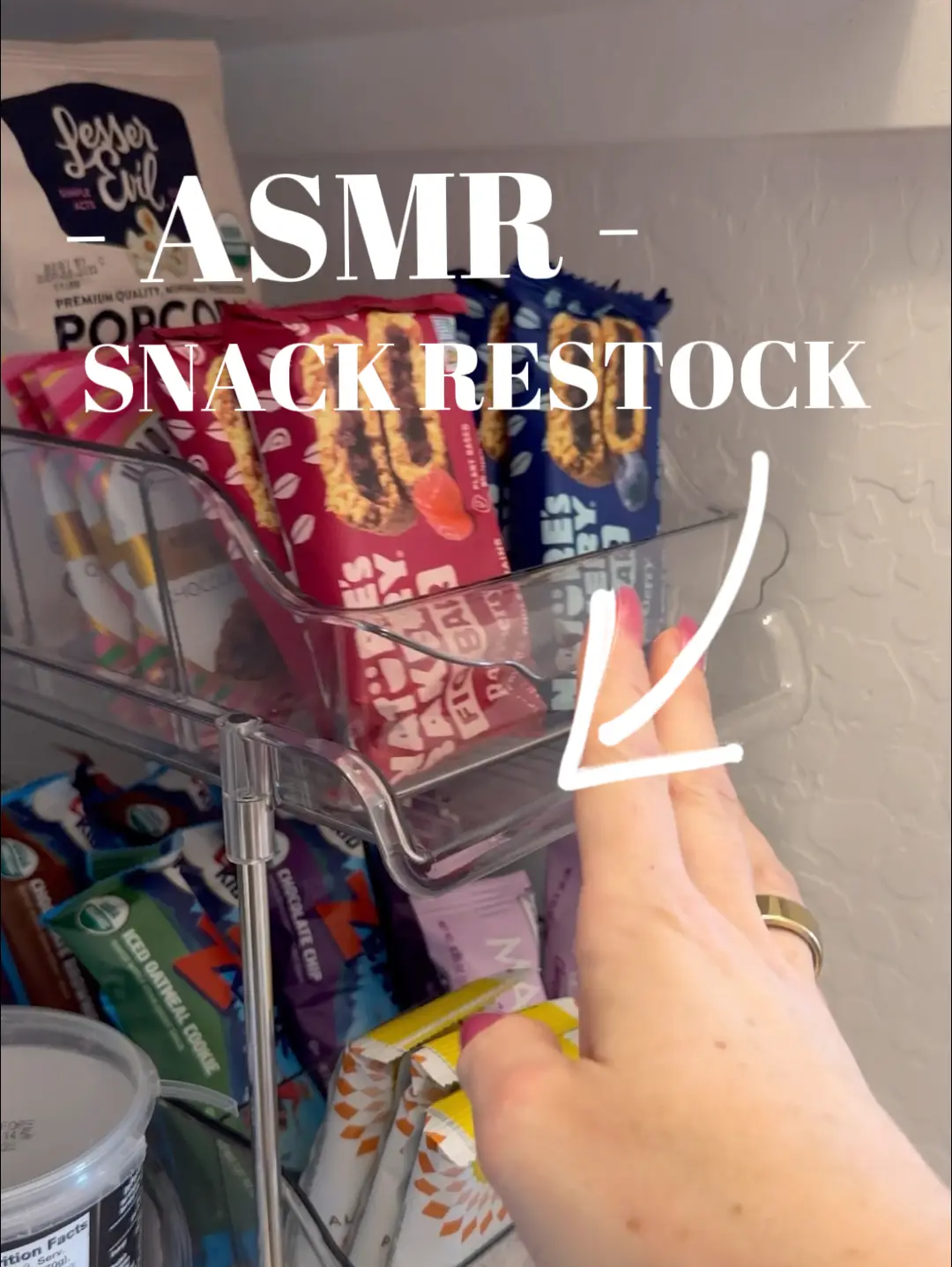 snack drawer organizing & restocking, ASMR