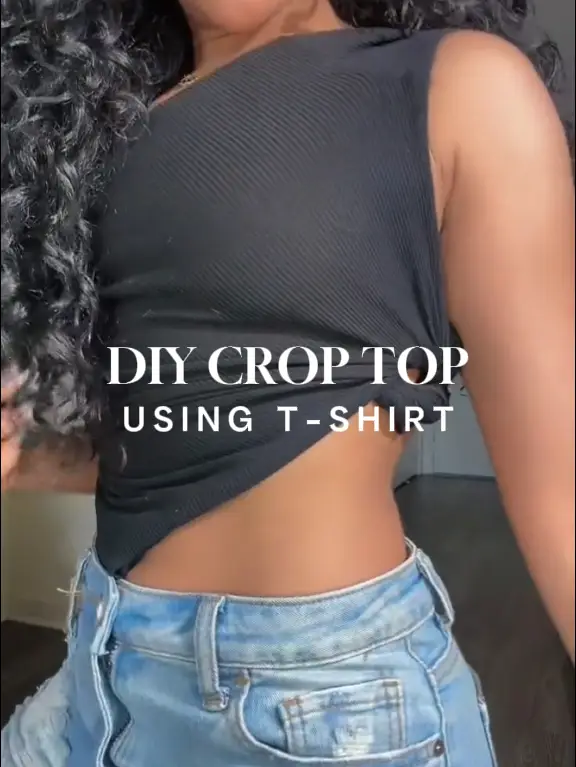 DIY Crop Top Using A T-Shirt 's images