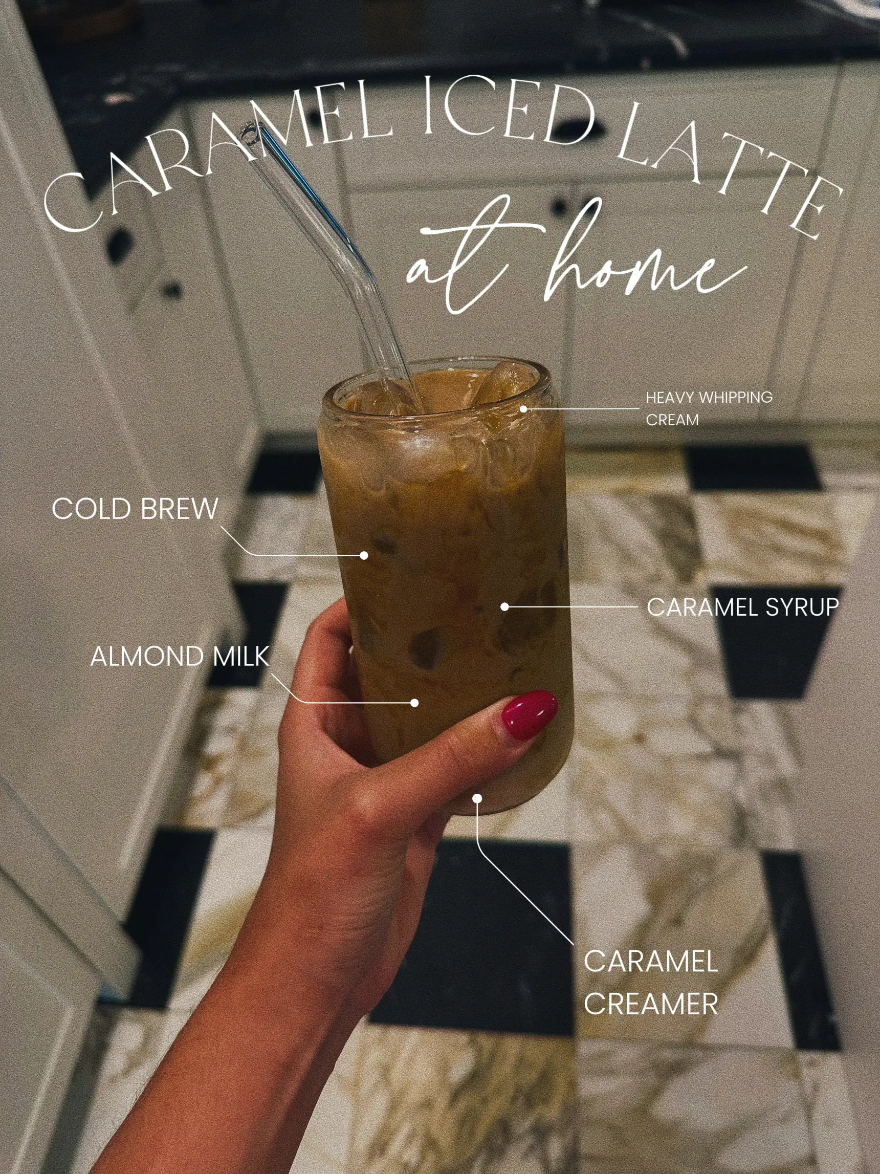 Vietnamese Iced Cold Brew Coffee with Whipped Cream and Caramel