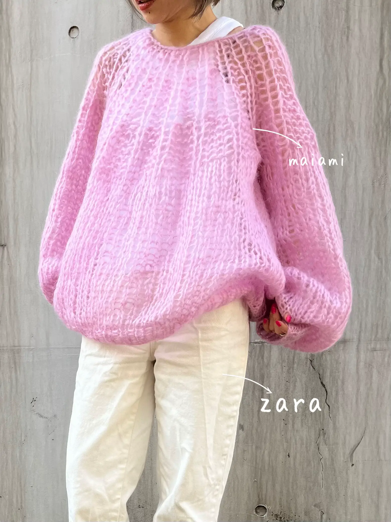 maiami マイアミ ピンクニット miami マイアミ Mohair Big Sweater