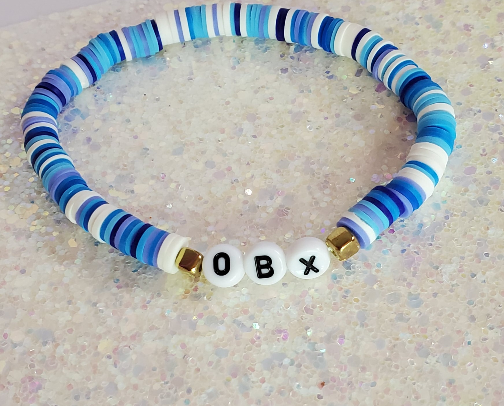 Pretty Blue Bracelet Poly Clay Beaded Bracelet Gift Ideas 