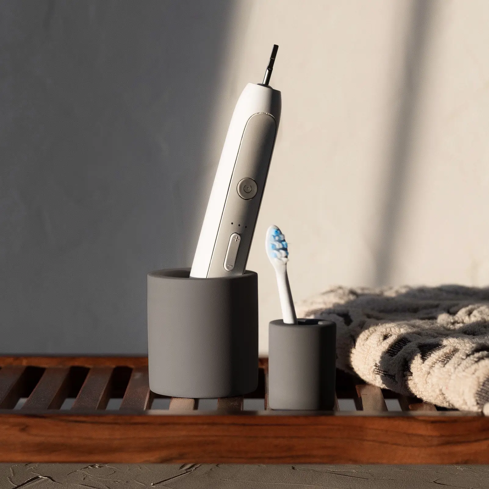 Ribbed Electric Toothbrush Holder